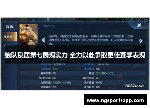 狼队稳居第七展现实力 全力以赴争取更佳赛季表现